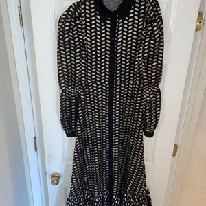 Black and gold puff sleeve dress